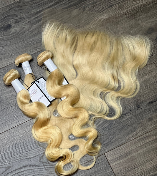 613 Bombshell Blonde Body Wave Frontal and Bundles